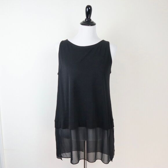 Eileen Fisher Size S Stretch Silk Jersey Bateau Neck Top Black - Picture 2 of 10